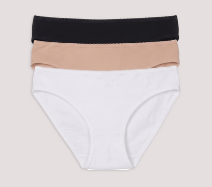 Joseph Rufina Low-Cut Bikini Cotton Underwear for Women, 3-Pack, product image.