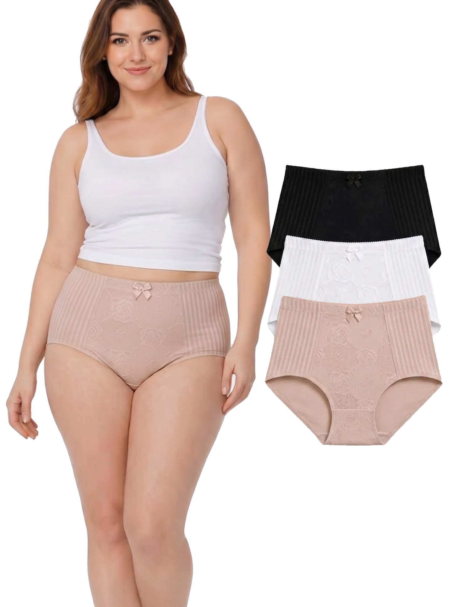 Plus Size Full Brief Cotton Spandex Panties for Women (2-Pack)