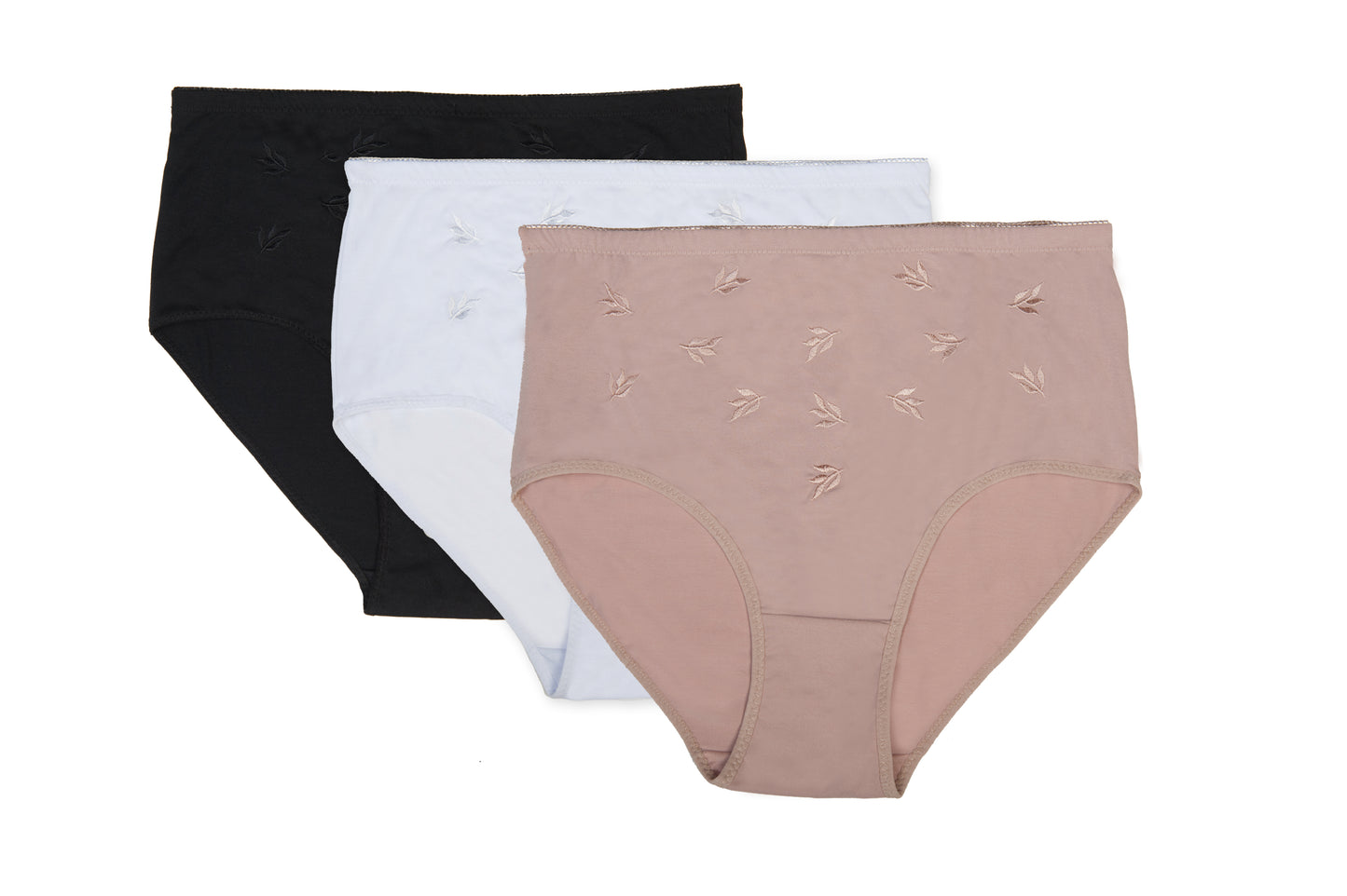 Plus Size Women’s Soft Embroidered Full Briefs 3-Pack