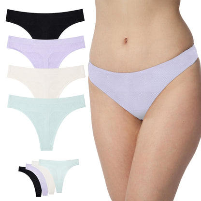 Seamless Thong Panties for Women 4-Pack, Invisible No Show Bundle