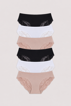 Lace Back Bikini Briefs for Women | 6-Pack