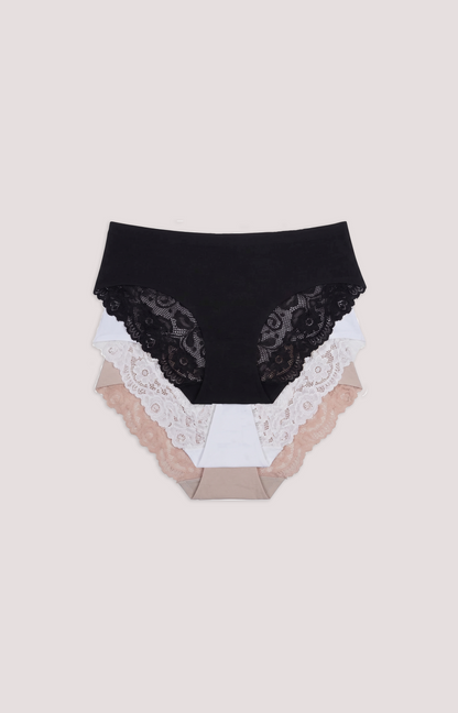 Lace Back Bikini Briefs for Women (3-Pack)