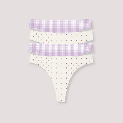 Women’s cotton-stretch thong underwear, four-pack