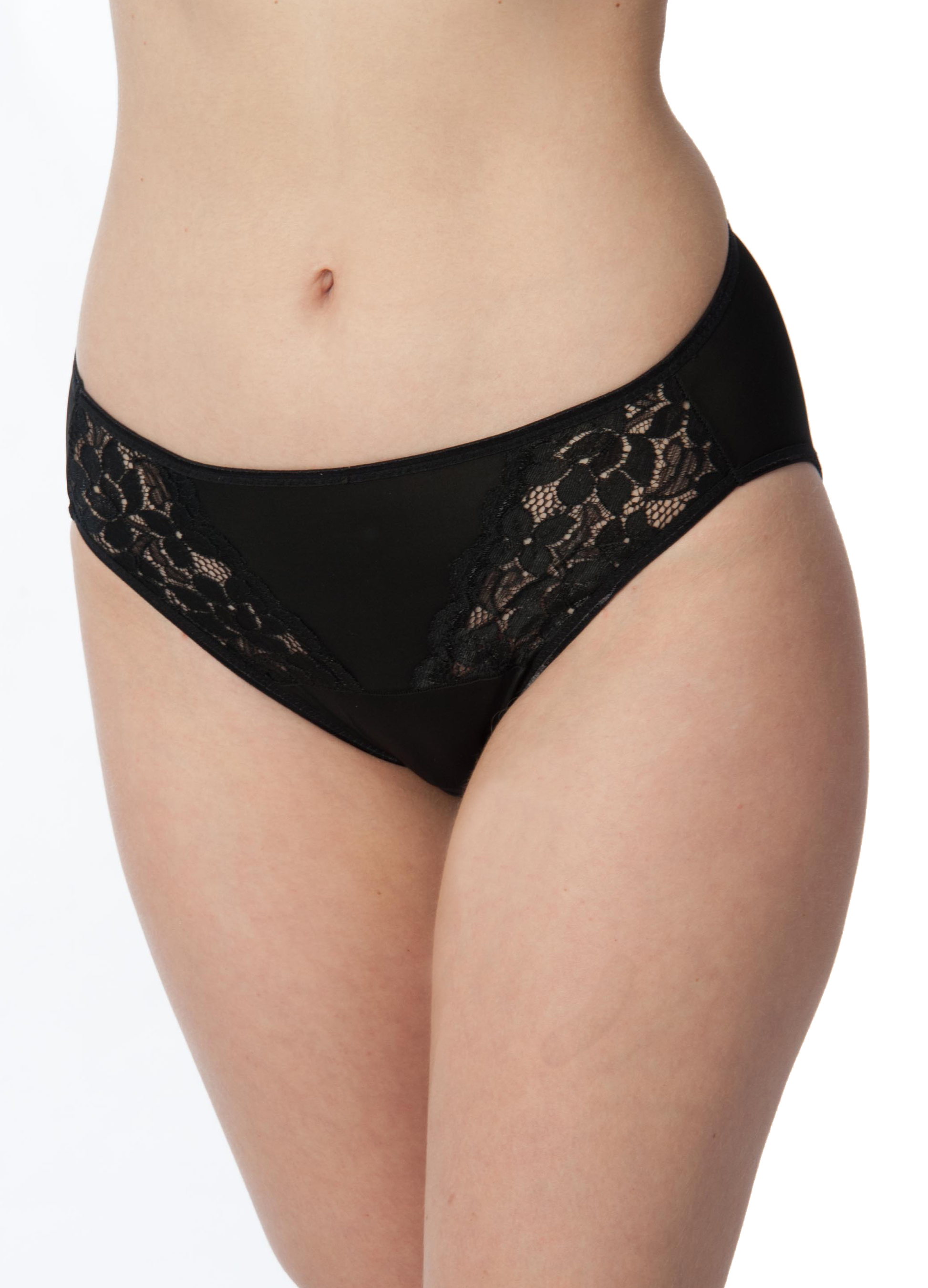 Black lace underwear on a white background