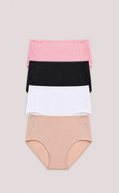 Plus Size Full Coverage Lace Briefs for Women (3-Pack)