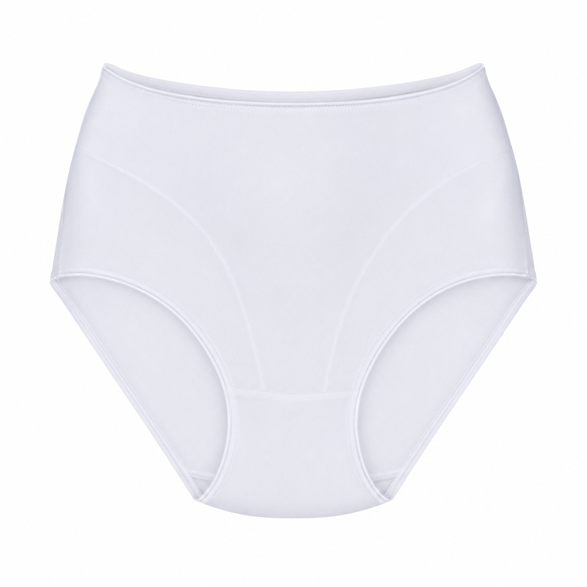 White high-waisted seamless underwear photographed flat against a solid white background. Women’s Silky Microfiber High-Cut Briefs | 3-Pack