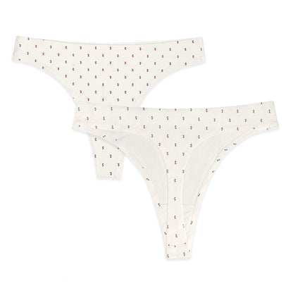 Cotton Spandex Thong 4 Pack | Floral and Lilac Checkered