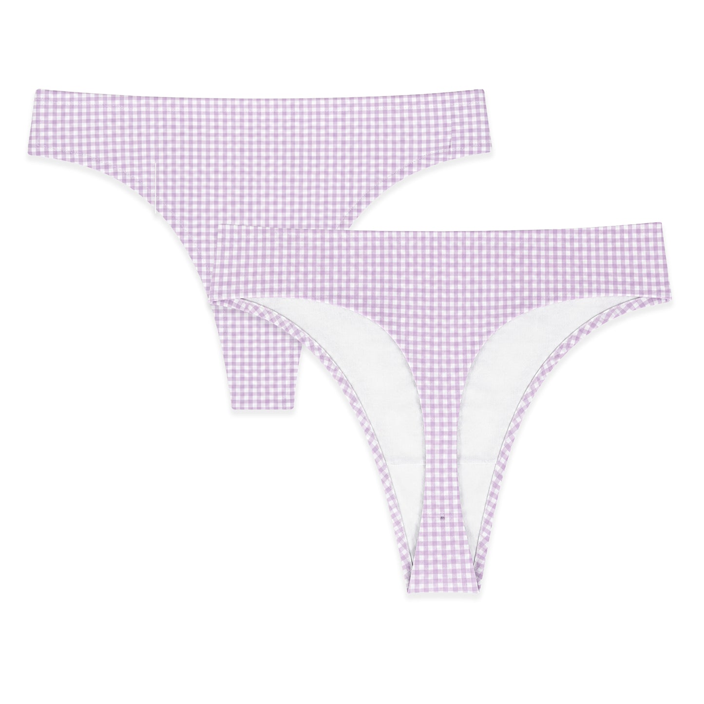 Cotton Spandex Thong 4 Pack | Floral and Lilac Checkered