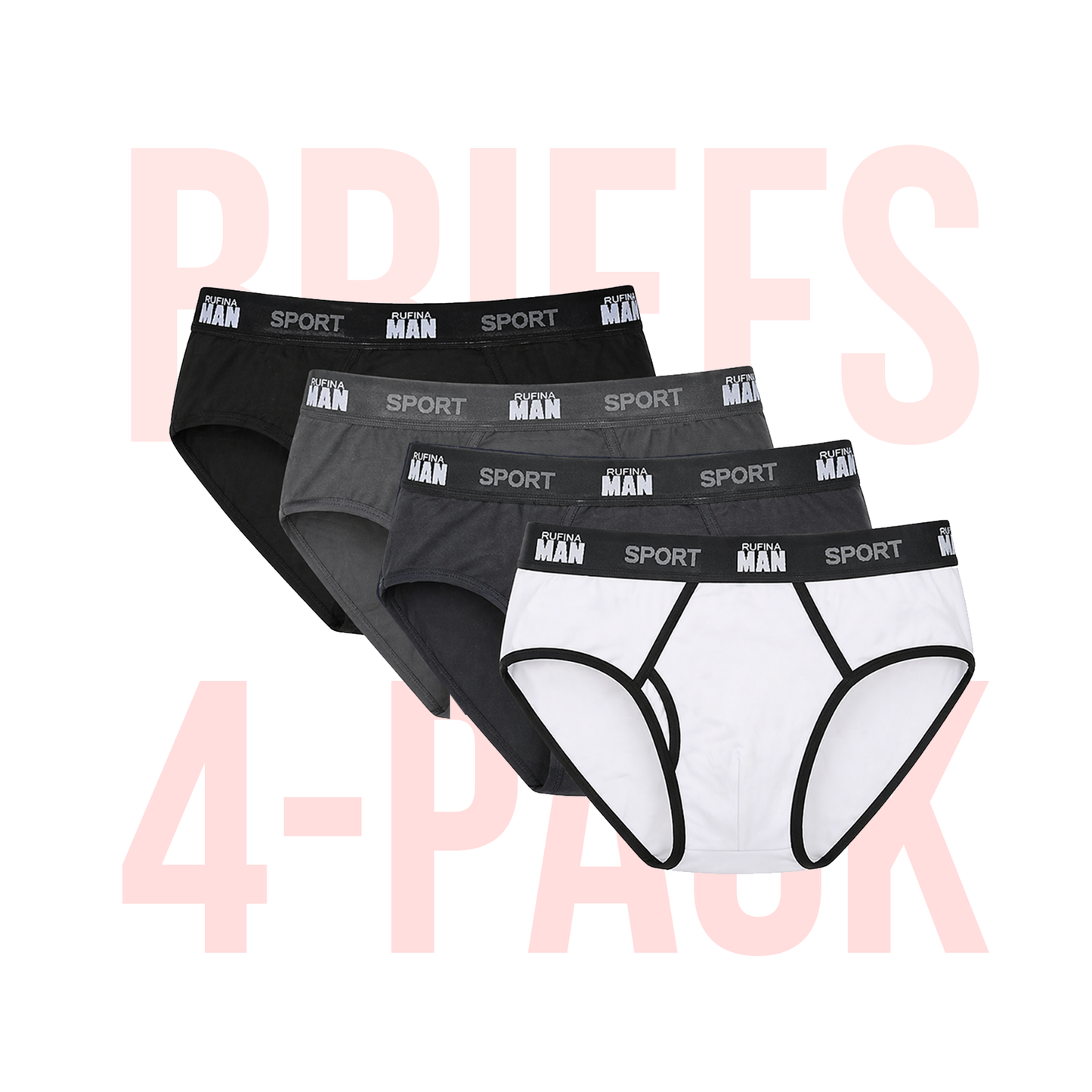 Rufina Man Sport Briefs – Ultra Soft Breathable Men's Brief Underwear (4-Pack)
