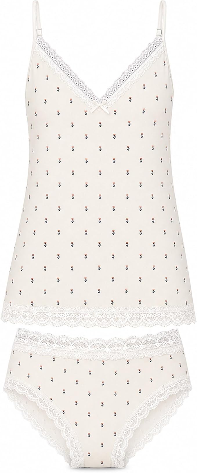 Women’s Cotton Camisole & High Waisted Brief Set - Floral Set